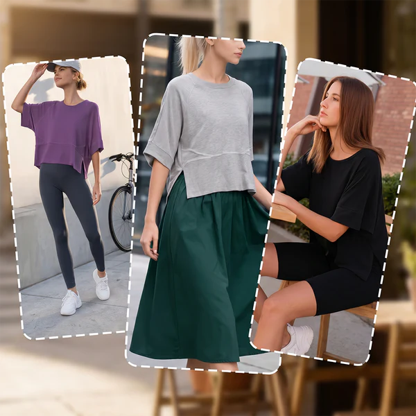 Women's Summer Casual Crewneck Batwing Half Sleeve T-Shirts