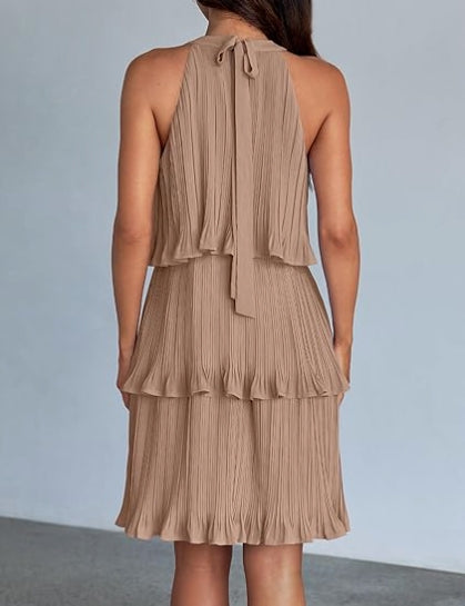 Tiered Chiffon Pleated Mini Cocktail Dresses
