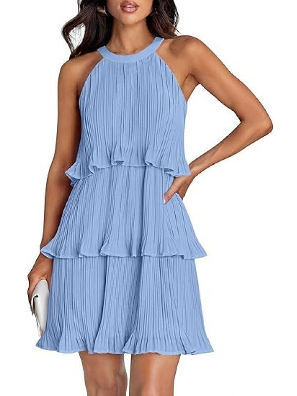 Tiered Chiffon Pleated Mini Cocktail Dresses
