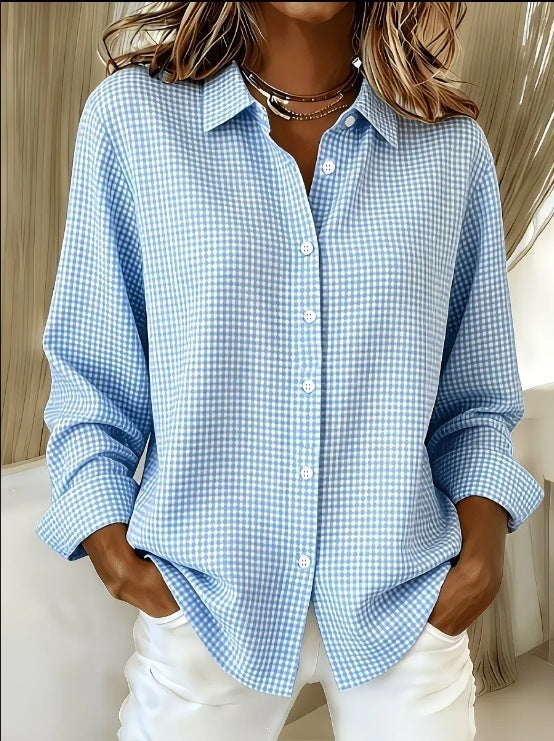 🔥 Women's Casual Gingham Long Sleeve Button Down Shirt