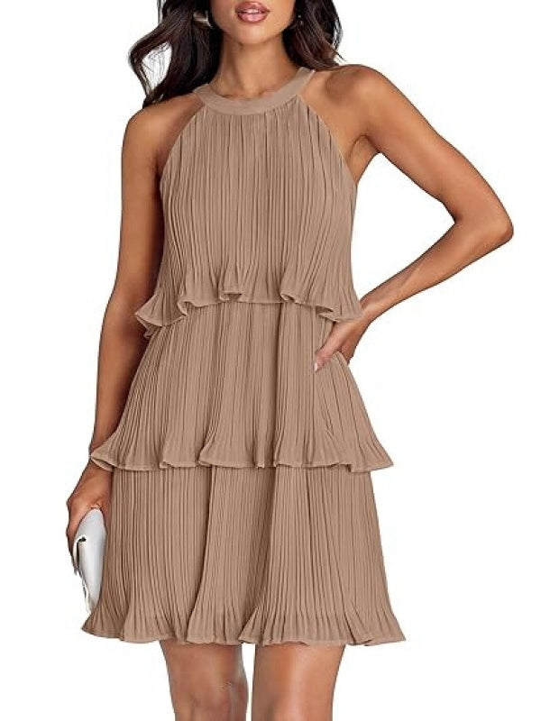 Tiered Chiffon Pleated Mini Cocktail Dresses