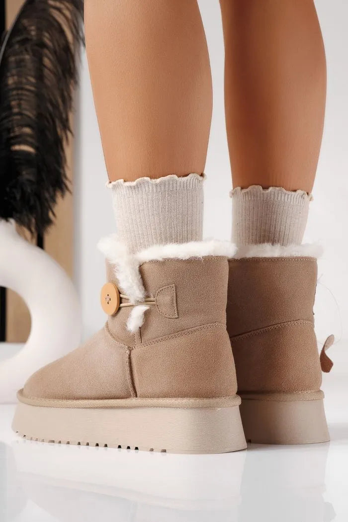 Women's Genuine Leather Down Padded Booties