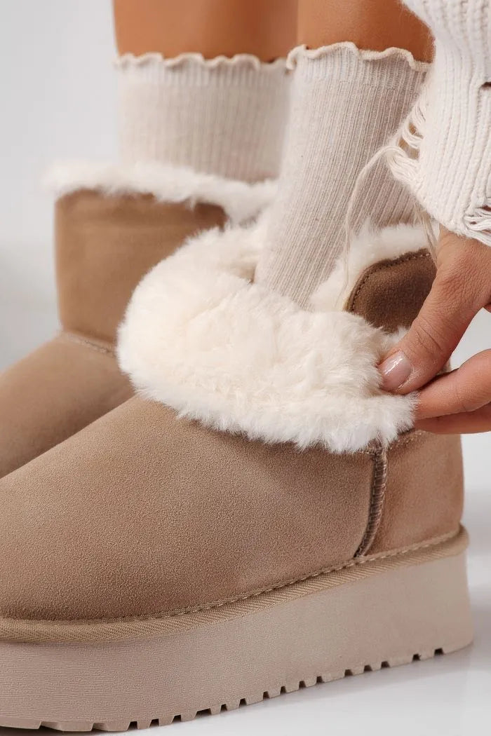 Women's Genuine Leather Down Padded Booties