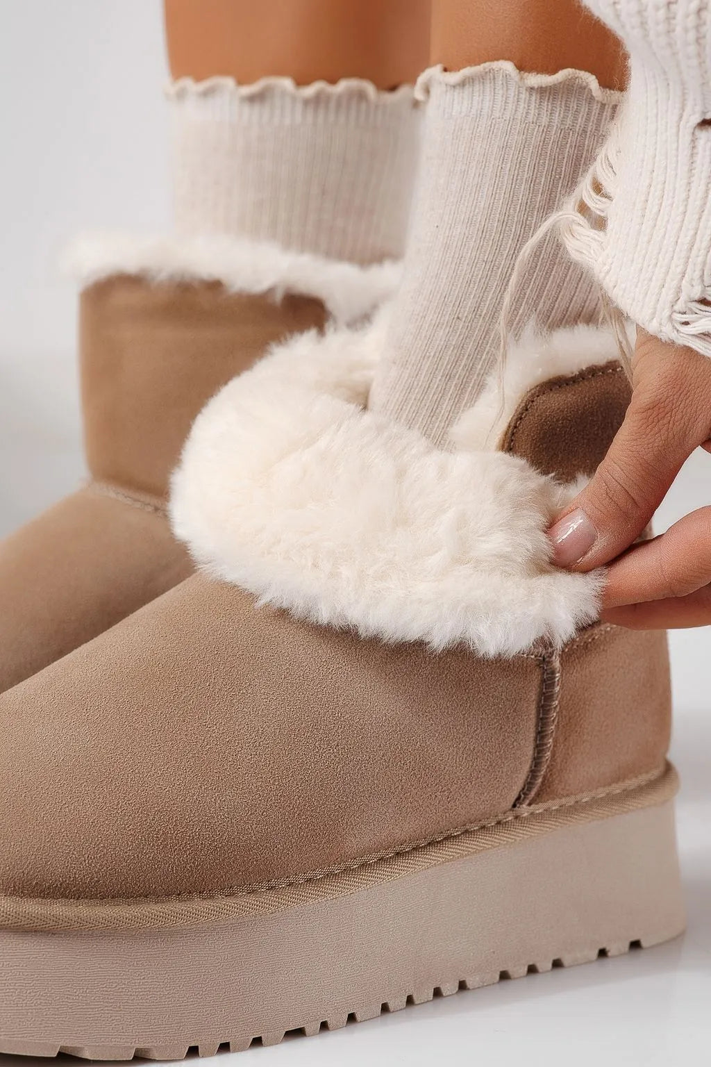 Women's Genuine Leather Down Padded Booties