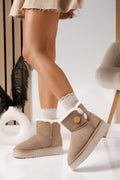 Women's Genuine Leather Down Padded Booties